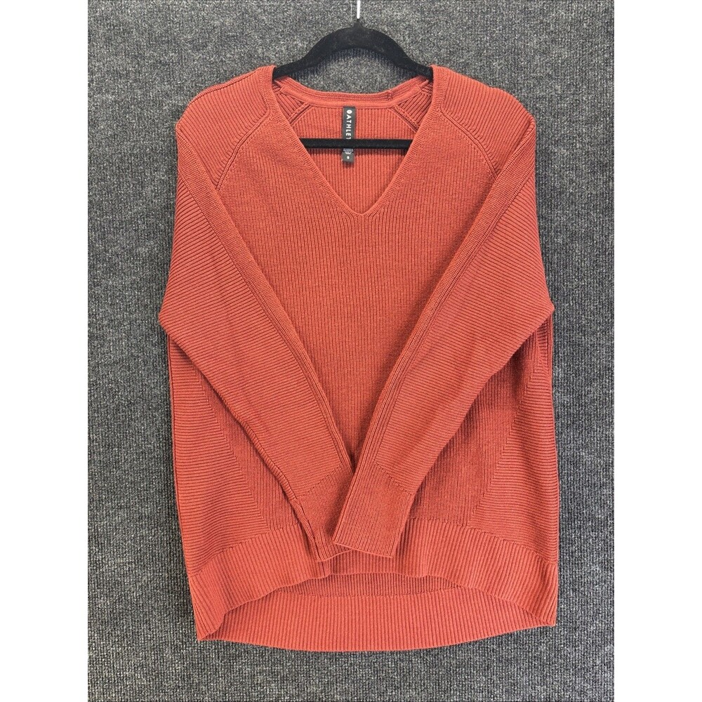 Athleta Women’s Wool Blend V-neck Sweater Burnt Orange Size Small EUC